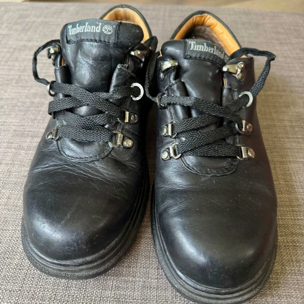 Timberland Mens Black Leather Low Top Hiking Shoes 30380 Size 8.5 M